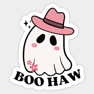 Boo Haw Creepy Cute Cowgirl Ghost Spooky Halloween Party Sticker